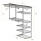 Adjustable Closet Organizer Kit with Shelves and Hanging Rods for 4 to 6 Feet-Grey